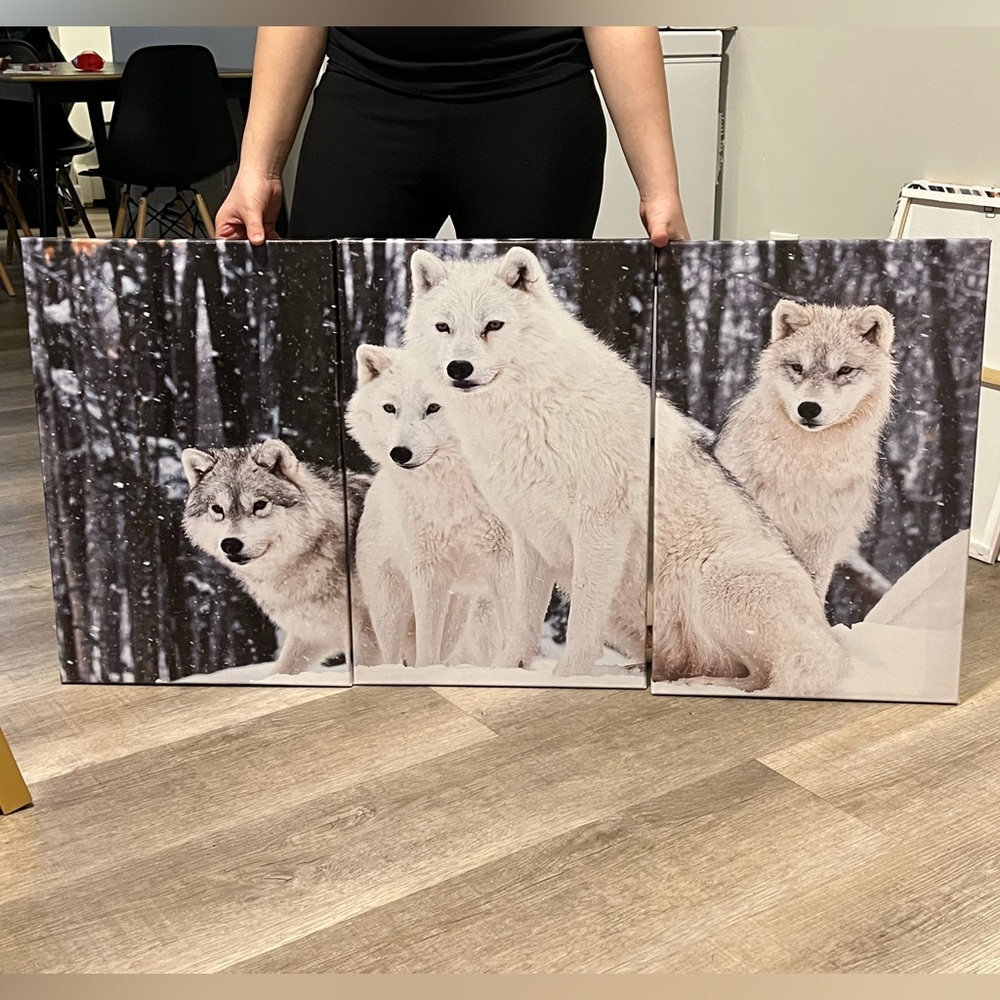 Winter forest Wolf canvas